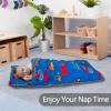 Primlect Thickened Toddler Nap Mat with Removable Pillow and Minky Blanket, Extra Large 55''x35'' Sleeping Bag, Washable, Roll up, Perfect for Daycare, Preschool, Kindergarten, Boys and Girls Blue Car view 3