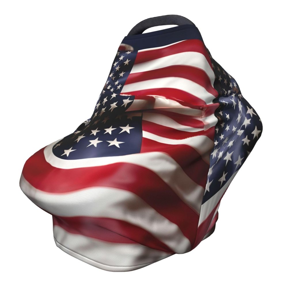 ZhanMg Firefighter American Flag Stroller Chair Nursing Top Cover - Privacy Canopy for Newborns and New Moms, Perfect for High Chair, Black