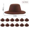 ASUNFO 12 Pcs Mini Hats for Crafts Tiny Small Hat 3.9" Brown view 2