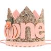 Agvgaza Little Pumpkin One Birthday Crown -Floral Pumpkin Decorations, Halloween Theme First Birthday Crown, 1st Hat Photo Shooting Props for Baby Girls view 1