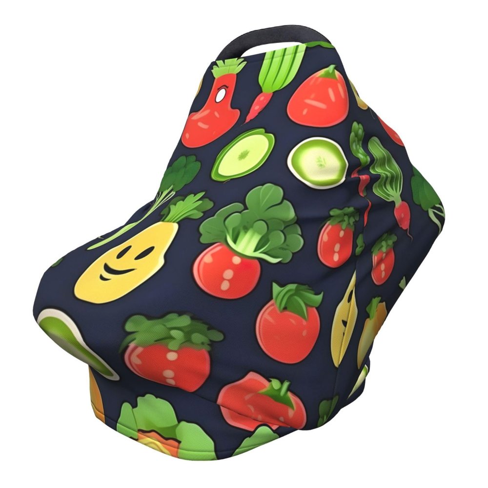 ZhanMg Cartoon Vegetable Fruit Stroller Chair Nursing Top Cover - Privacy Canopy for Newborns and New Moms, Perfect for High Chair, Black
