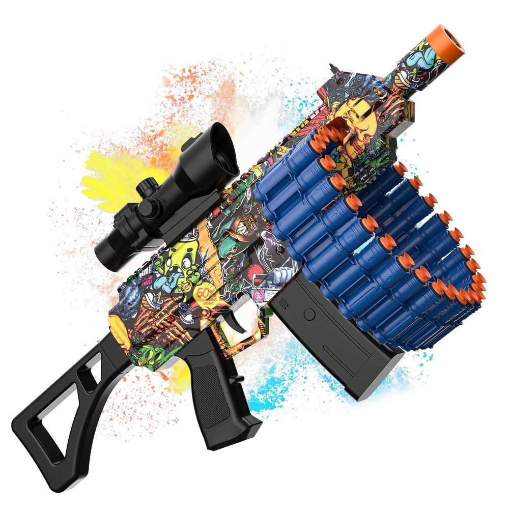 Electric Automatic Toy, JakMean Toy with 30 Dart Clips and 100 Foam Darts, Outdoor Shooting Games Toys for 6-12 Year Old Boys & Girls Adults, Presents for Birthday Xmas, Scrawl