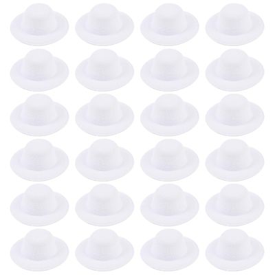 ASUNFO 24 Pcs Mini Top Hat Mini Party Hats Felt Colorful for Crafts Doll Hair Accessories Christmas Hat 2.28" White