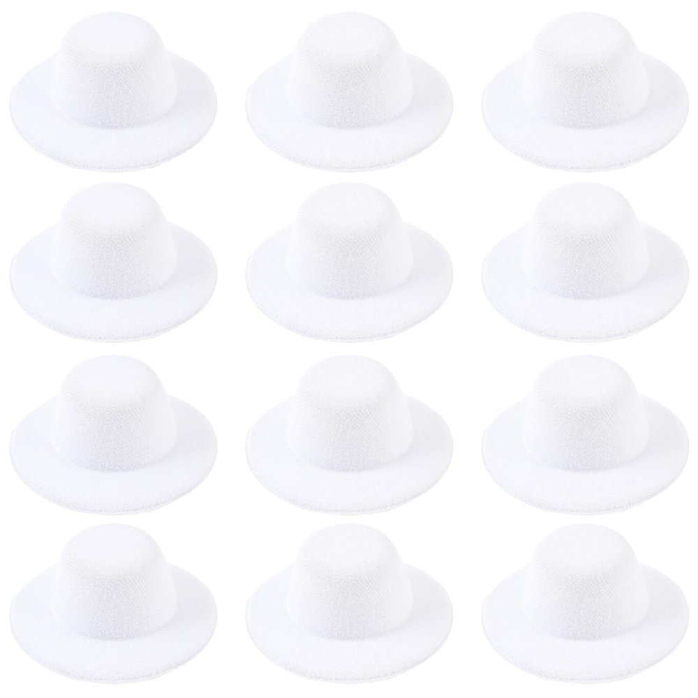 ASUNFO 12 Pcs Mini Hats for Craft Miniature Hat DIY Decoration Accessories 3.9" White