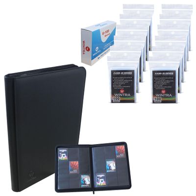 1200 Pack Ultra Clear Penny Card Sleeves Bundle with 9 Pocket Zippered Black Trading Card Binder for 360 Cards