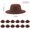 ASUNFO 12 Pcs Mini Top Hat Tiny Miniature Felt Hat for Crafts 2.3" Brown view 2
