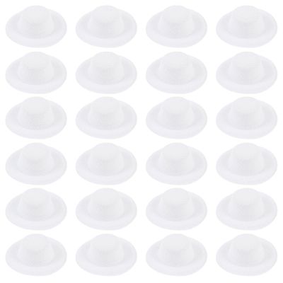ASUNFO 24 Pcs Mini Top Hat Mini Party Hats Felt Colorful for Crafts Doll Hair Accessories Christmas Hat 1.57" White
