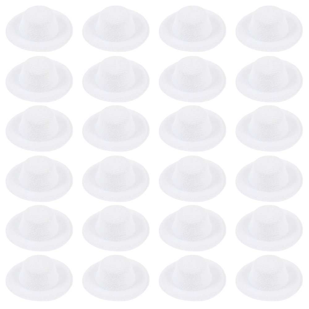 ASUNFO 24 Pcs Mini Top Hat Mini Party Hats Felt Colorful for Crafts Doll Hair Accessories Christmas Hat 1.57" White