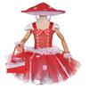 ABEHIK Kids Girls Mushroom Mushroom Hat Lace Tulle Dress Basket Set Toddler Short Sleeve Birthday Outfit Festival Suit Red 2 Years view 2
