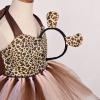 ABEHIK Girls Safari Costume Tutu Dress with Headband Tails Animal Cosplay Zoo Camping Themed Party Carnival Fairy Fancy Dress Up Halloween Christmas Birthday Party Outfit Brown Panther 2 Years view 3