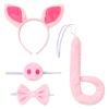 ABEHIK Girls Jungle Themed Cosplay Dress Cute Pink Pig Farm Animal Costumes Ears Headband Bowtie Tail Tutu Dress Halloween Christmas Birthday Party Outfit Pink Pig 5-6 Years view 2