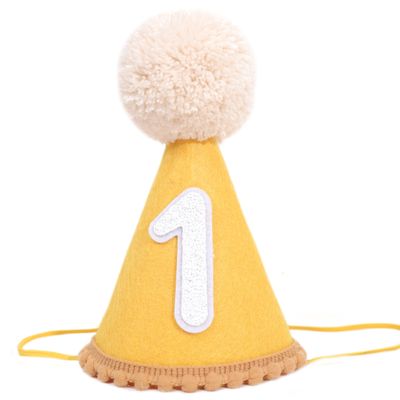 WAHAWU Baby 1st Birthday Cone Hat - Baby Girl/Boy Birthday Hat, One Birthday Decorations, Cake Smash Party Hat, Baby First Birthday Photo Props(1st Birthday Cone Hat Yellow)