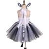 ABEHIK Princess Girls Jungle Animal Themed Costume for Toddler Tutu Outfits Birthday Christmas Halloween Party Carnival Fairy Fancy Dress Up Clothes with Headband Tails Black Zebras 7-8 Years view 3