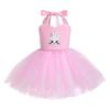 ABEHIK Girls Jungle Themed Cosplay Dress Bunny Rabbit Animal Costumes Ears Headband Bowtie Tail Tutu Dress Halloween Christmas Birthday Party Outfit Pink 5-6 Years view 3