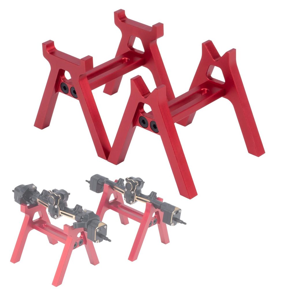 1/18 & 1/24 Scale RC Car Stand, Aluminum Alloy RC Stand, Simulation and Static Display RC Work Stand for 1/18 1/24 TRX4M SCX24 AX24 FCX24 UTB18 Upgrades (Red)