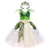 ABEHIK Little Girls Tulle Dress Headband Set Toddler Sleeveless Birthday Outfit Fairy Festival Suit Green White 7-8 Years view 1