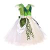 ABEHIK Little Girls Tulle Dress Headband Set Toddler Sleeveless Birthday Outfit Fairy Festival Suit Green White 7-8 Years view 3