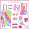 K.T. Fancy 23 Pcs American 18 Inch Doll Clothes & Accessories, Cute Doll Suitcase Set with Sequined Dress, Sunglasses, Unicorn Bag, Shoes view 2