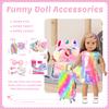 K.T. Fancy 23 Pcs American 18 Inch Doll Clothes & Accessories, Cute Doll Suitcase Set with Sequined Dress, Sunglasses, Unicorn Bag, Shoes view 3