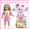 K.T. Fancy 23 Pcs American 18 Inch Doll Clothes & Accessories, Cute Doll Suitcase Set with Sequined Dress, Sunglasses, Unicorn Bag, Shoes view 4