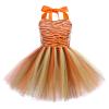 ABEHIK Princess Girls Jungle Animal Themed Costume for Toddler Tutu Outfits Birthday Christmas Halloween Party Carnival Fairy Fancy Dress Up Clothes with Headband Tails Orange Tiger 9-10 Years view 2