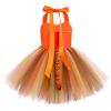 ABEHIK Princess Girls Jungle Animal Themed Costume for Toddler Tutu Outfits Birthday Christmas Halloween Party Carnival Fairy Fancy Dress Up Clothes with Headband Tails Orange Tiger 9-10 Years view 3