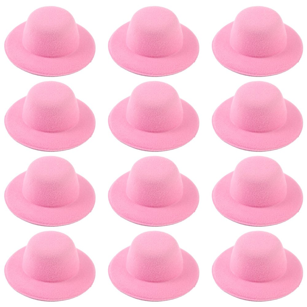 ASUNFO 12 Pcs Mini Hat Small Top Hats for Party Craft Miniature Hats 3.9" Pink