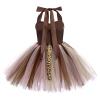 ABEHIK Girls Safari Costume Tutu Dress with Headband Tails Animal Cosplay Zoo Camping Themed Party Carnival Fairy Fancy Dress Up Halloween Christmas Birthday Party Outfit Brown Panther 3-4 Years view 2