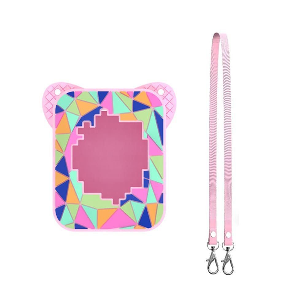 Silicone Cover Case for Bitzee Magicals Digital Pet, Protective Skin Sleeve with Lanyard Anti-Slip Anti-Scratch Protection for Bitzee MagicalsDigital Electronic Pets Machine Case Accessories (Pink)
