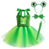 ABEHIK Princess Cosplay Costume for Girls, Kids Cosplay Christmas Halloween Party Fairy Fancy Dress Up Princess and The Frog Dress Costume with Accessories Green Frog 6-9 Months view 1