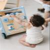Beright Wooden Baby Walker Push and Pull Learning Activity Walker with Wheels Montessori Walker Toy Multiple Activities Center Develops Motor Skills & Stimulates Creativity (Blue) view 3