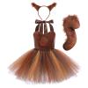 ABEHIK Kids Girls Woodland Creatures Animal Cosplay Zoo Camping Themed Party Favors Supplies Carnival Fairy Fancy Dress Up Pine cones Clothes with Headband Tails Squirrel 7-8 Years view 1