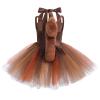 ABEHIK Kids Girls Woodland Creatures Animal Cosplay Zoo Camping Themed Party Favors Supplies Carnival Fairy Fancy Dress Up Pine cones Clothes with Headband Tails Squirrel 7-8 Years view 3