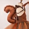 ABEHIK Kids Girls Woodland Creatures Animal Cosplay Zoo Camping Themed Party Favors Supplies Carnival Fairy Fancy Dress Up Pine cones Clothes with Headband Tails Squirrel 7-8 Years view 4
