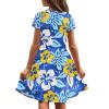 Srengjodk Traditional Polynesian Girls Costume Polynesian Culture Clothes Children Hawaiian Clothing Hawaii Kid Dresses Short Sleeve Twirly Dresses for Girls Chic Blue Hibiscus Custom 9-10T view 2
