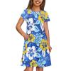 Srengjodk Traditional Polynesian Girls Costume Polynesian Culture Clothes Children Hawaiian Clothing Hawaii Kid Dresses Short Sleeve Twirly Dresses for Girls Chic Blue Hibiscus Custom 9-10T view 3