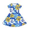 Srengjodk Traditional Polynesian Girls Costume Polynesian Culture Clothes Children Hawaiian Clothing Hawaii Kid Dresses Short Sleeve Twirly Dresses for Girls Chic Blue Hibiscus Custom 9-10T view 4