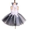 ABEHIK Girls Safari Costume Tutu Dress with Headband Tails Animal Cosplay Zoo Camping Themed Party Carnival Fairy Fancy Dress Up Halloween Christmas Birthday Party Outfit Black Panther 7-8 Years view 3