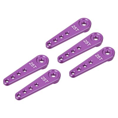 MECCANIXITY 5 Pcs Aluminum Servo Horn Long 25T Steering Arm 37mm Length Purple Suitable for DIY RC Car/Boat/AirplanesBoat Model Accessories
