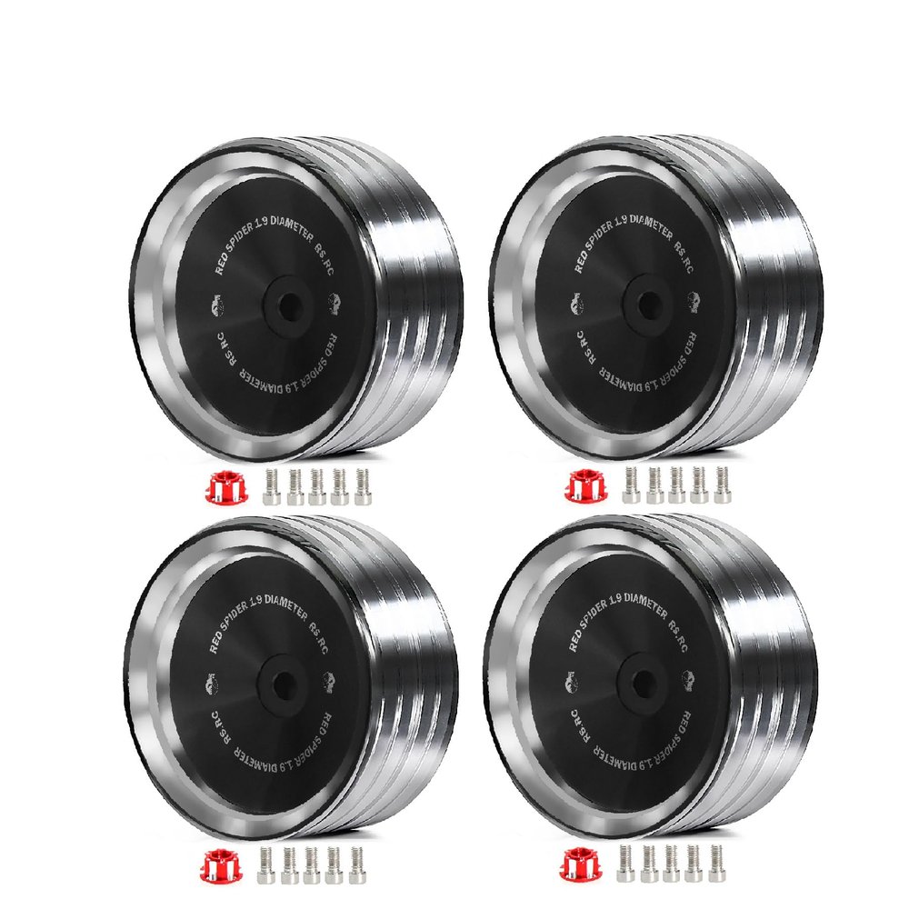 Chanjorlin 1.9 RC Beadlock Wheels Rims 12mm Hex Aluminum Alloy 1/10 Mud Crawler Tires Hubs for 1:10 Rock Crawler Car Axial SCX10 90046 Tamiya CC01 RR10 RC4WD Redcat Gen8 Traxxas TRX4 4PCS (Black)