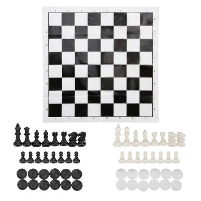 2 in 1 Portable Chess and Checkers Set for Kids and Adults Travel Board Games Set Light Weight King Size Amusement Facilities