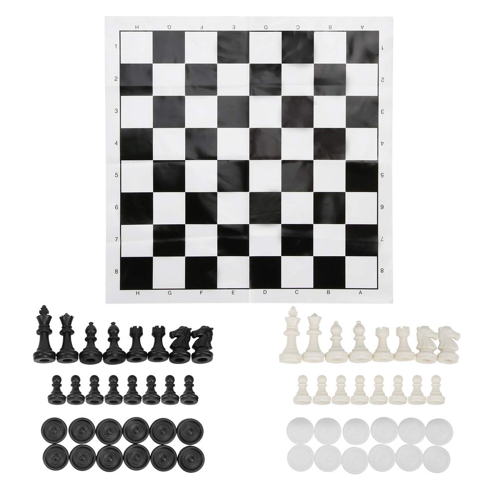 2 in 1 Portable Chess and Checkers Set for Kids and Adults Travel Board Games Set Light Weight King Size Amusement Facilities