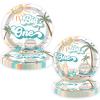 100 Pcs Surf The Big One Decoration Retro Surfer Boy 1st Birthday Paper Dinner Plates Napkins Cups Forks Dinnerware for Surf Board Sun Retro Van Wave Theme Surfing 1st Bday Baby Shower Party Supplies view 2
