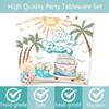 100 Pcs Surf The Big One Decoration Retro Surfer Boy 1st Birthday Paper Dinner Plates Napkins Cups Forks Dinnerware for Surf Board Sun Retro Van Wave Theme Surfing 1st Bday Baby Shower Party Supplies view 3