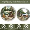 100 Pcs Camping Bachelorette Decorations Outdoor Adventure Disposable Paper Dinner Plates Napkins Cups Forks Dinnerware for Camping Girls Bridal Shower Wedding Engagement Party Decorations Supplies view 4