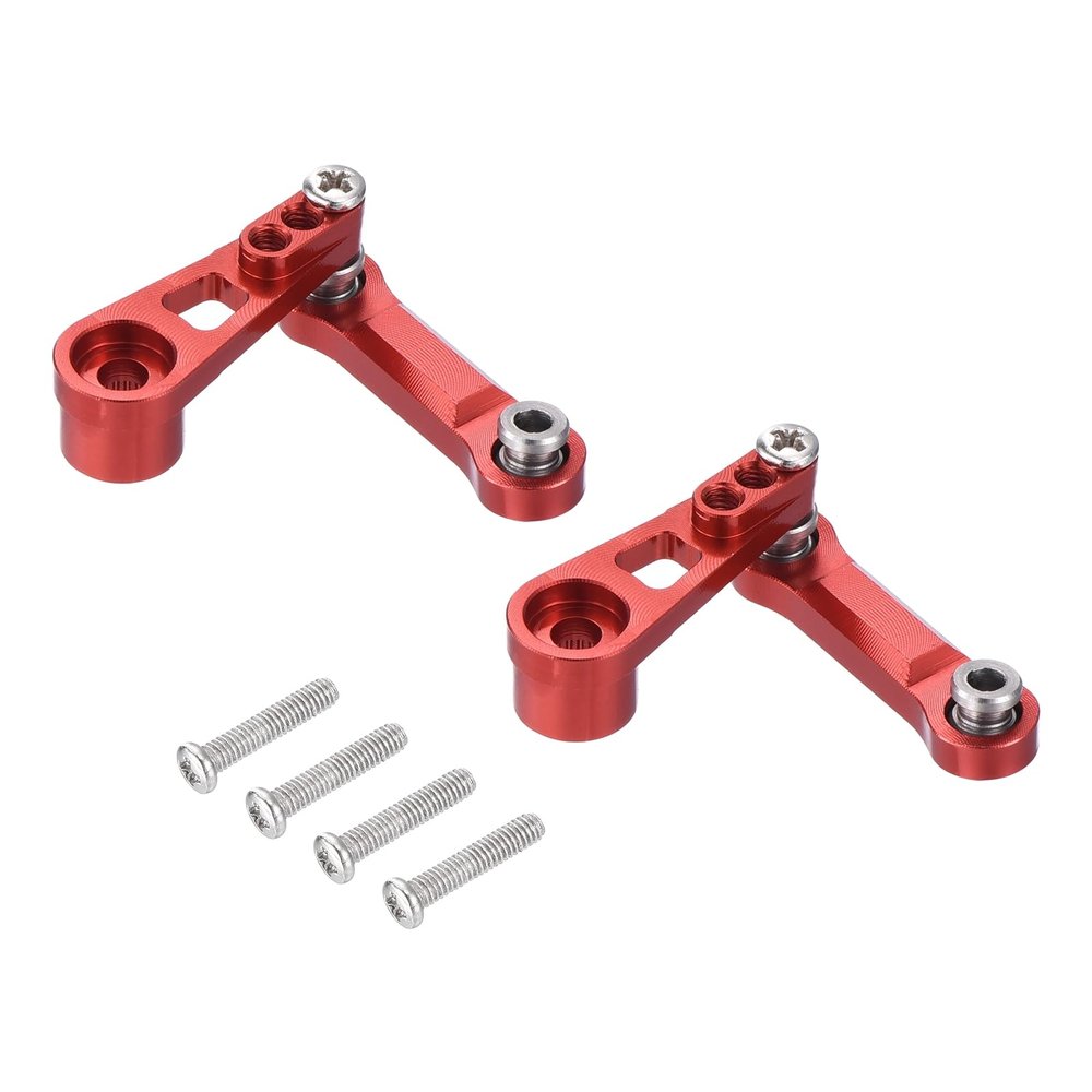MECCANIXITY 2 Set Aluminum Servo Horn 1/18 Pull Rod Steering Arm 25T 3mm ID Red Suitable for DIY RC Car/Boat/AirplanesBoat Model Accessories with 2pcs M2.5 Screws
