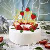 1 Pack Happy Birthday Cake Topper Glitter Strawberry Cake Pick for Fruit Theme Baby Shower Kids Birthday Party Strawberry Fruit Party Cake Decorations Supplies Gold view 4