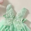 CHAUKAREAUL Baby Girls Sleeveless Dress Summer 3D Flowers Cute Tulle A-Line Dress with Butterfly Wing for Beach Party Cute Clothes (Green Flower, 3-4 Years) view 4