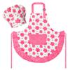 R HORSE Kid Apron and Chef Hat Set - 2Pcs Adjustable Children Pink Flower Kitchen Toddler Apron for Girls, Role Play Chef Toy Cooking Baking Painting and Training Kits Kid Funny Cooking Birthday Gift view 1