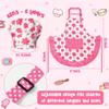 R HORSE Kid Apron and Chef Hat Set - 2Pcs Adjustable Children Pink Flower Kitchen Toddler Apron for Girls, Role Play Chef Toy Cooking Baking Painting and Training Kits Kid Funny Cooking Birthday Gift view 2